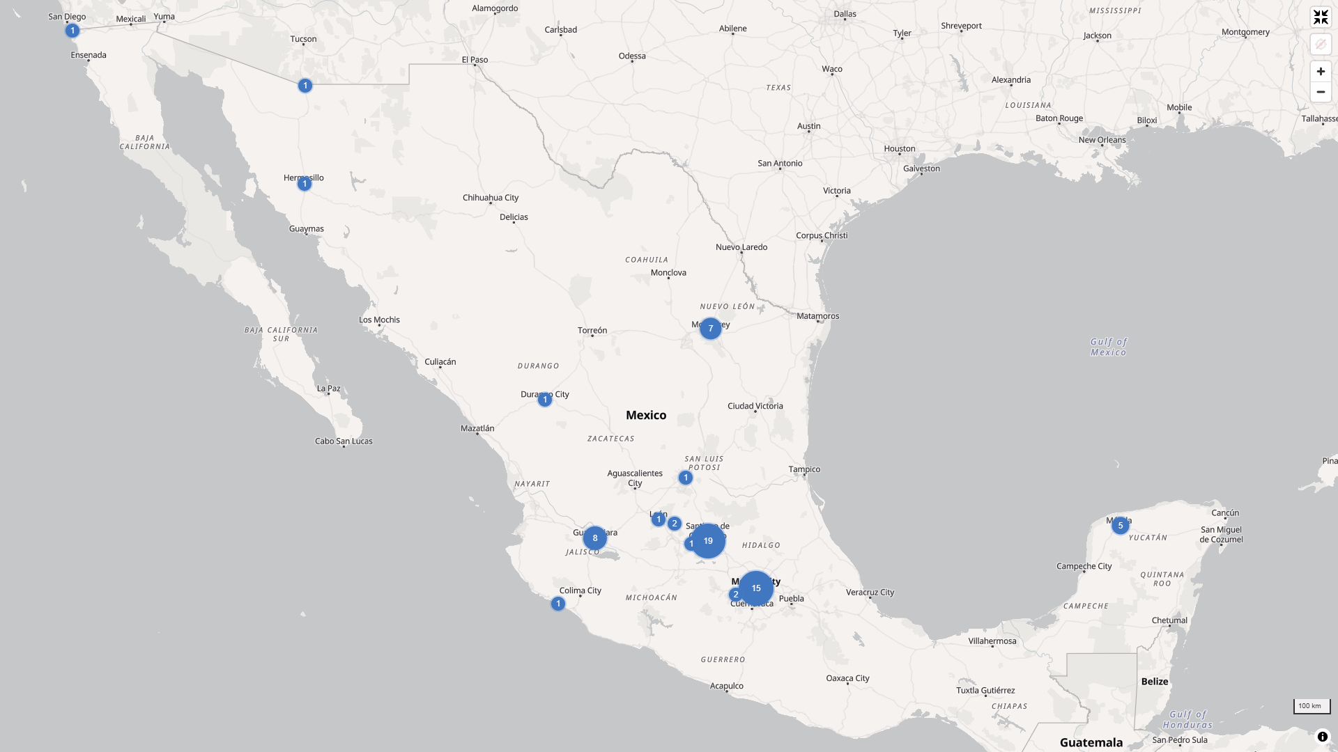 Mapa de centros de datos, localizados en México en 2026